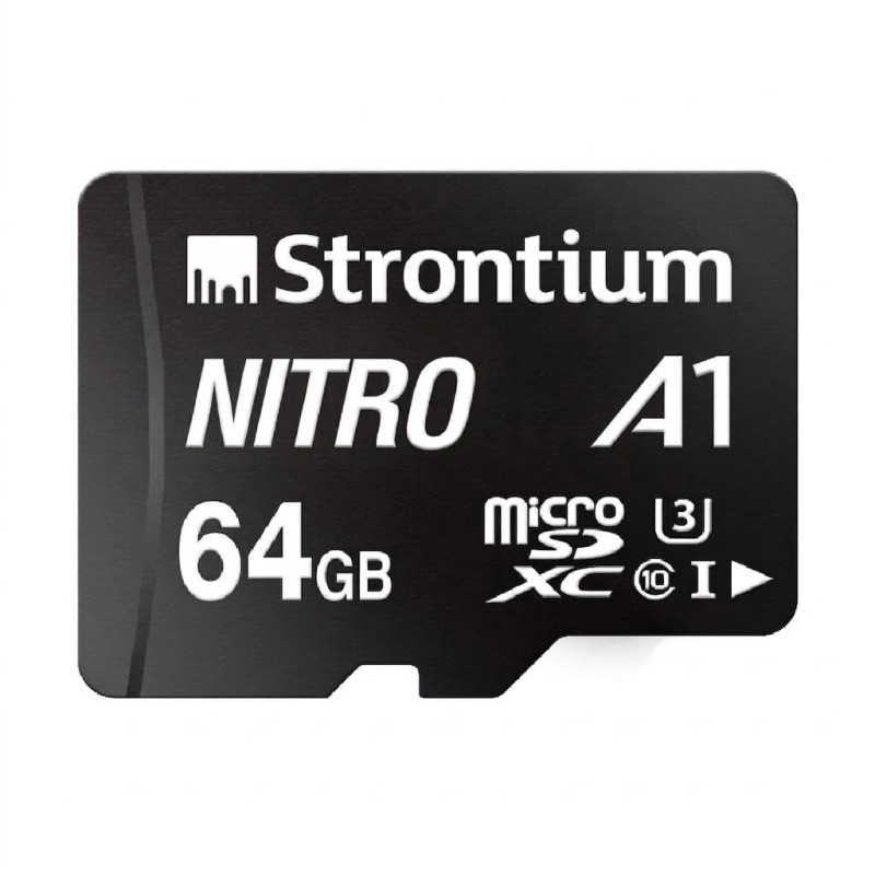 Strontium 64GB Nitro microSDXC Memory Card | Class 10, UHS-I U3 V30, Up to 100MB/s Read Speed, 4K UHD Video Support, A1 Rated for Android Apps