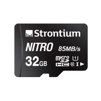 Strontium Nitro 32GB Micro SDHC Memory Card 85MB/s UHS-I U1 Class 10 w/Adapter High Speed (SRN32GTFU1QA)