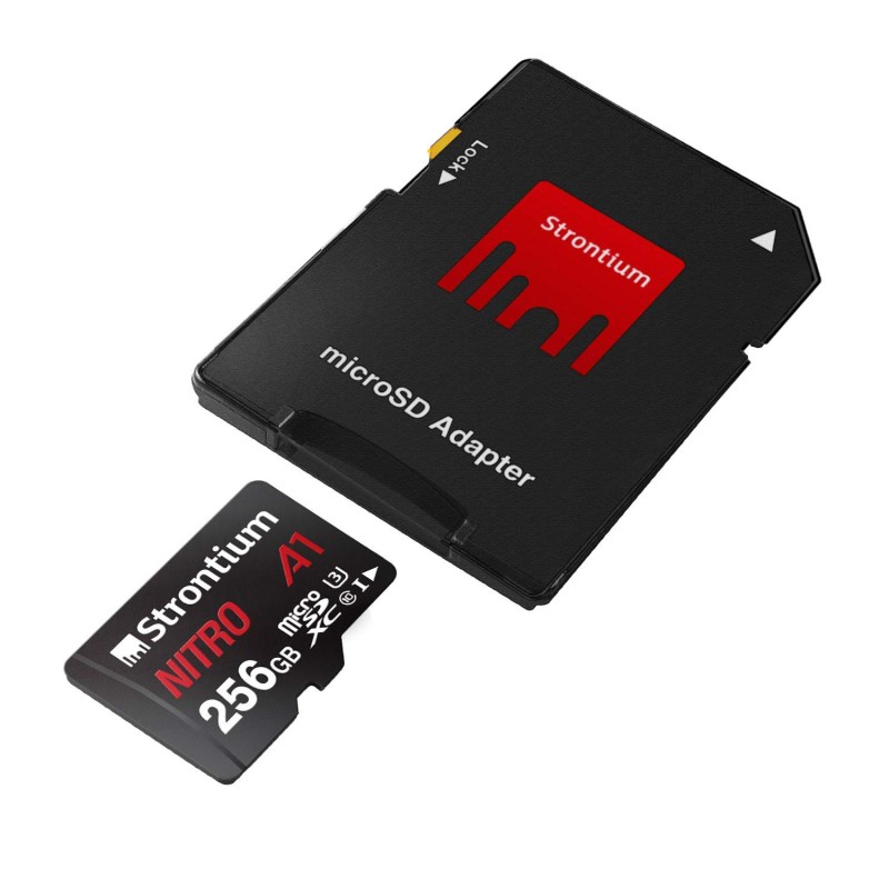 Strontium Nitro A1 256GB Micro SDXC Memory Card 100MB/s A1 UHS-I U3 Class 10 with High Speed Adapter (SRN256GTFU3A1A)