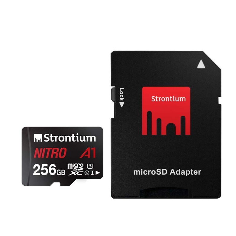 Strontium Nitro A1 256GB Micro SDXC Memory Card 100MB/s A1 UHS-I U3 Class 10 with High Speed Adapter (SRN256GTFU3A1A)