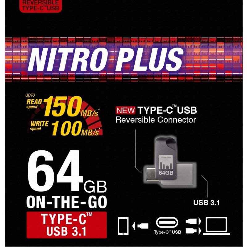 Strontium Nitro Plus 64GB Type-C USB 3.1 Flash Drive