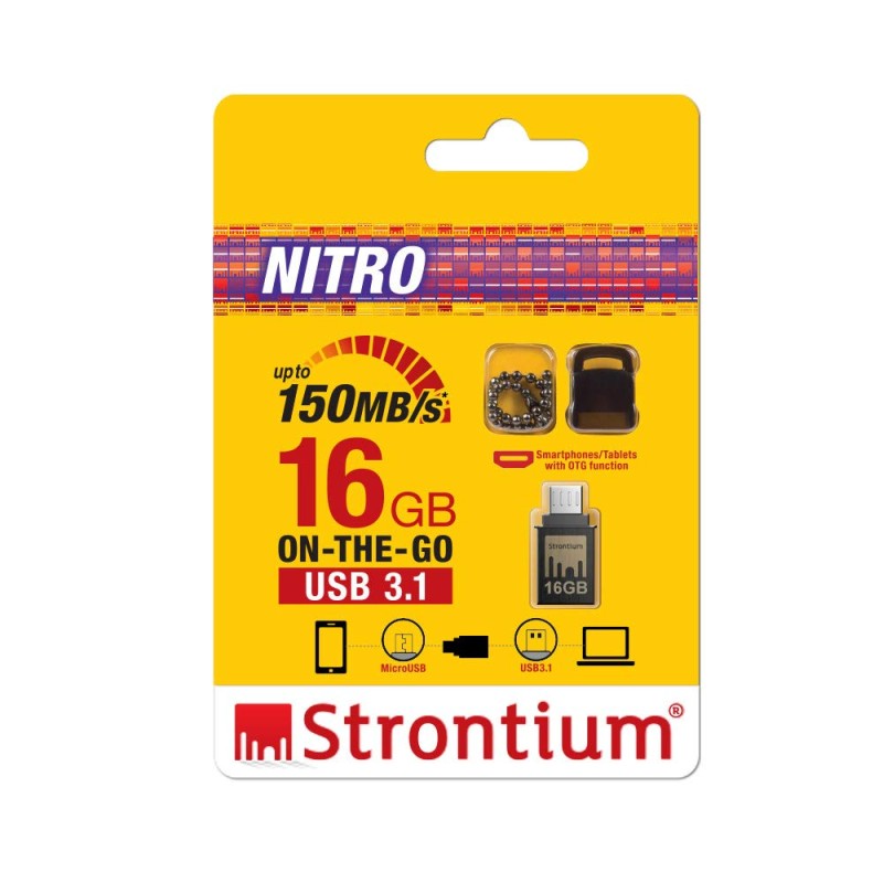 Strontium Nitro USB 16 GB One OTG 3.1 150 MBPS (Grey)