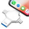 TECHNOVIEW Flash Drive 512GB 4 in 1 Pendrive with Light-ning, Micro USB, USB A, Type-C Interface Mini Hangable Pen Drive
