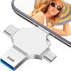 TECHNOVIEW Flash Drive 512GB 4 in 1 Pendrive with Light-ning, Micro USB, USB A, Type-C Interface Mini Hangable Pen Drive
