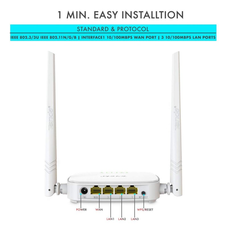 TENDA-N301 N300 WiFi Easy Setup Router | 300Mbps WiFi Speed| Parantal Control | WISP and Repeater Mode