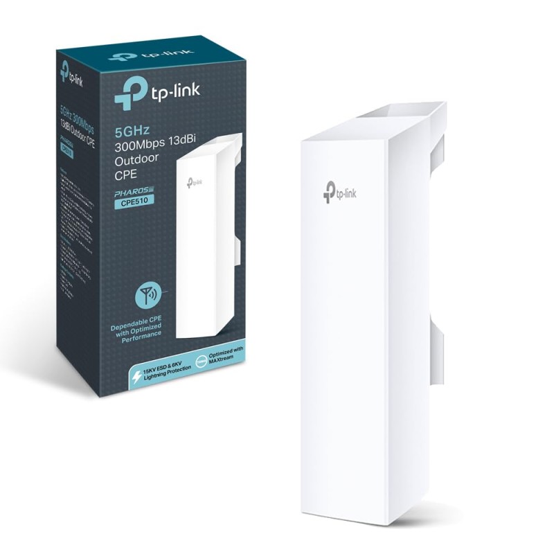 TP-Link 5GHz N300 Long Range Outdoor CPE for PtP and PtMP Transmission | Point to Point Wireless Bridge (CPE510) White