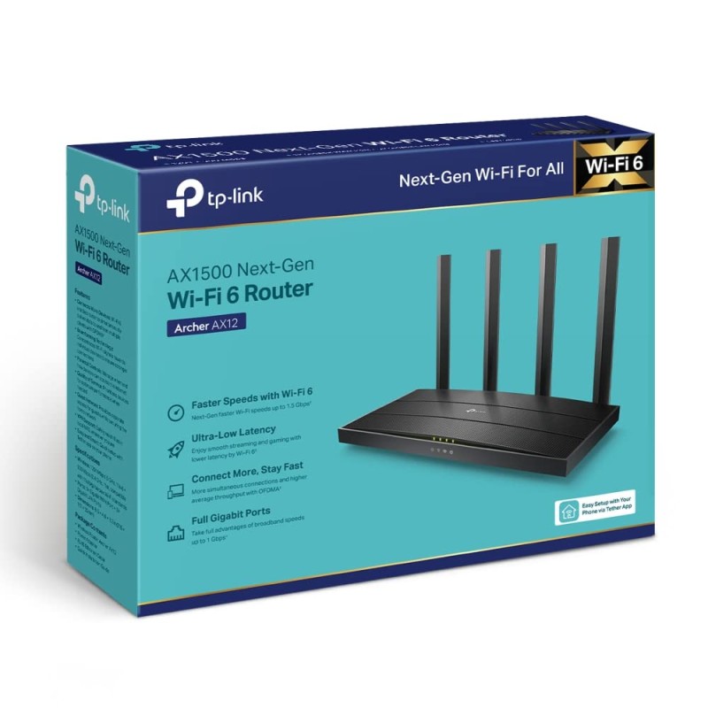 TP-Link Archer AX12 WiFi6 Router AX1500 1xGb WAN Dual-Band