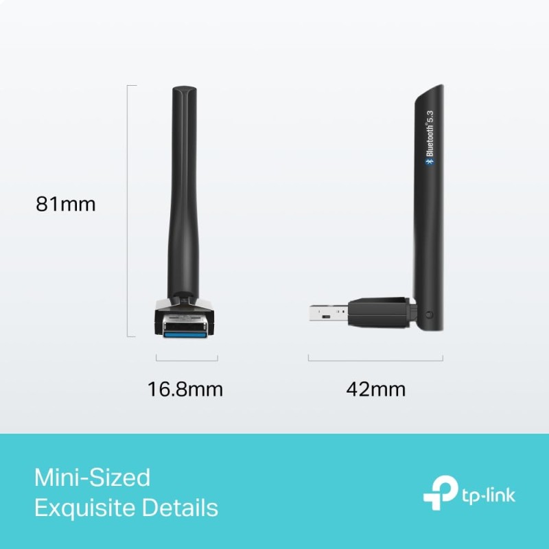TP-Link UB500 Plus USB Bluetooth 5.3 Adapter, Mini, Plug and Play, Long Range Antenna, Supports Win 7/8.1/10/11, for Desktop