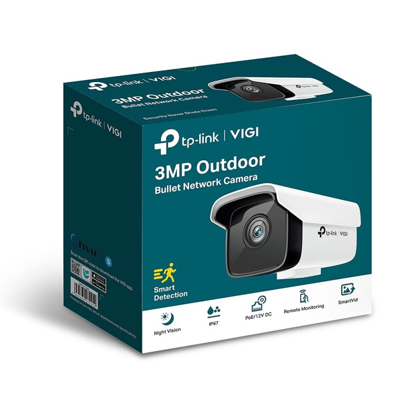 TP-Link VIGI C300HP 3MP Security Outdoor Bullet Network Camera | 6mm Lens | Night Vision | 3D DNR | Smart IR Detection | WDR | H.265+ | PoE/12V DC