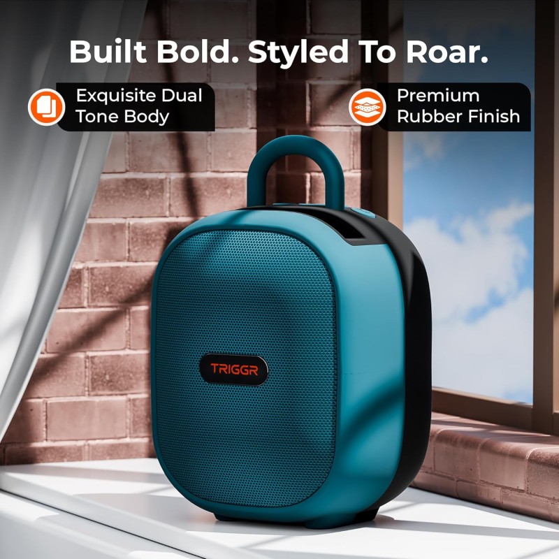 TRIGGR Roar 12 Portable Bluetooth Speaker, 12W Deep Bass, 8H Playtime, Type-C Fast Charging, BT v5.3, TWS Stereo Pairing (Onyx Blue)