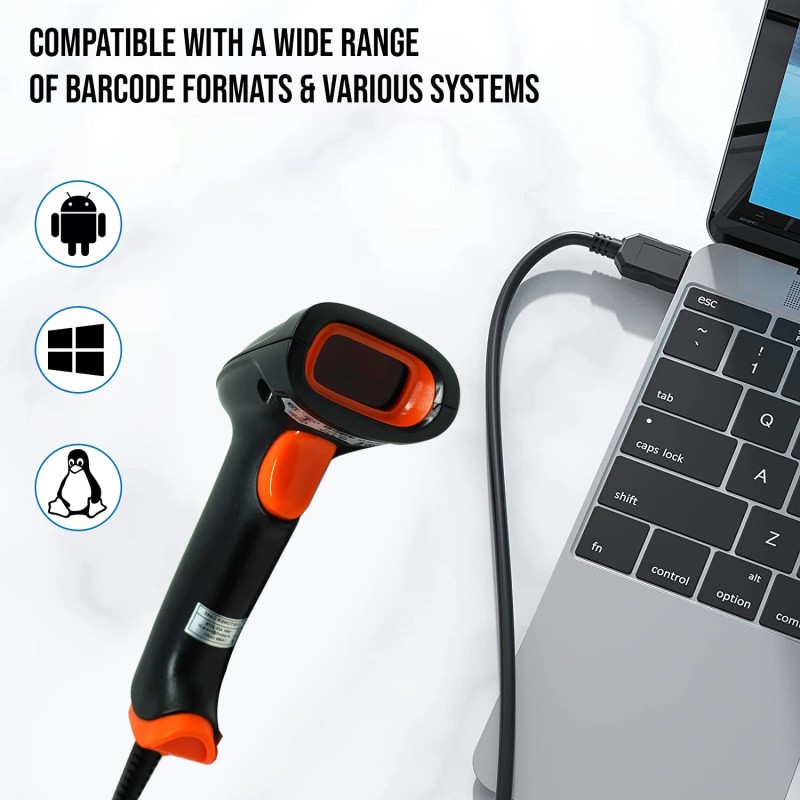 TVS Electronics BS-L100 Plus Barcode Scanner 1D High-Speed Scan Handheld Reader for Mobile Payment Retail Store Supermarket