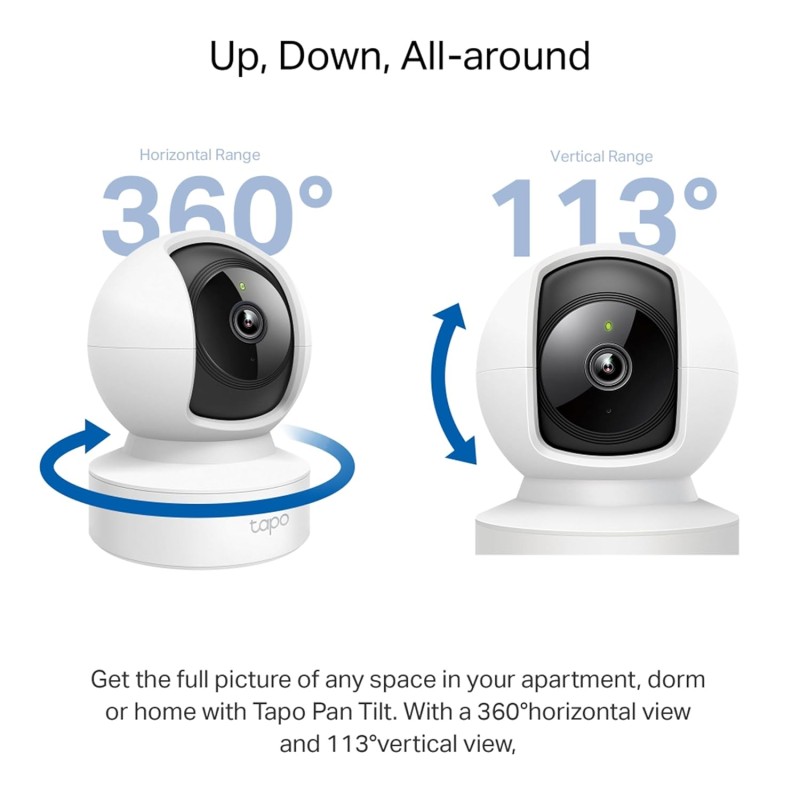Tapo C210 360° 3MP Full HD 2304 X 1296P Video Pan/Tilt Smart Wi-Fi Security Camera | Alexa Enabled | 2-Way Audio| Night Vision| Motion Detection | Indoor CCTV White