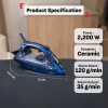 Tefal Maestro Plus Steam Iron | No.1 Ironing Brand in Europe | 2200W | XL Ceramic Soleplate | Anti-Calc | 120g/min Boost Blue