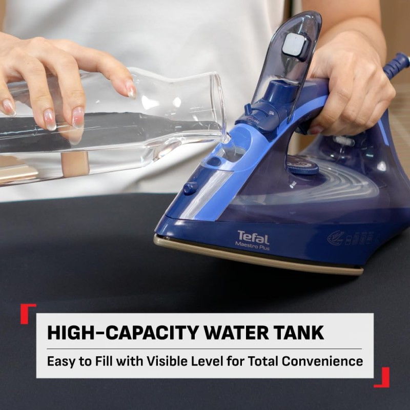 Tefal Maestro Plus Steam Iron | No.1 Ironing Brand in Europe | 2200W | XL Ceramic Soleplate | Anti-Calc | 120g/min Boost Blue