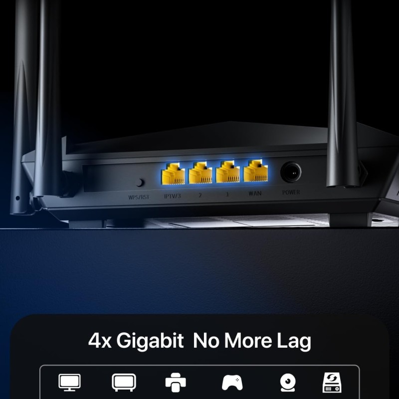 Tenda AC10 AC1200 Wireless Smart Dual-Band Gigabit WiFi Router, MU-MIMO, 4 Gigabit Ports, 867Mbps/5 GHz+ 300Mbps /2.4GHz, Support VPN Server, WiFi Schedule, (Black, Not a Modem)
