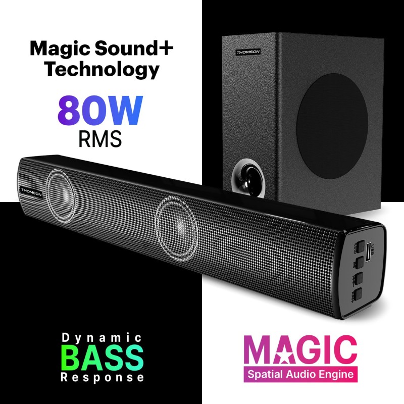 Thomson 80 Watt Bluetooth Soundbar I Alphabeat80, Music System, Bass Woofer, Home Theatre Speaker Bar BT v5.1