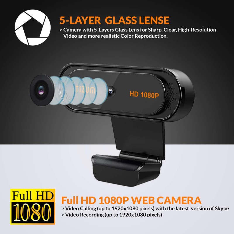 Tizum iStuff365 Zw78- Full Hd 1080P Webcam,Widescreen Viewing Angle,Auto Light Correction.