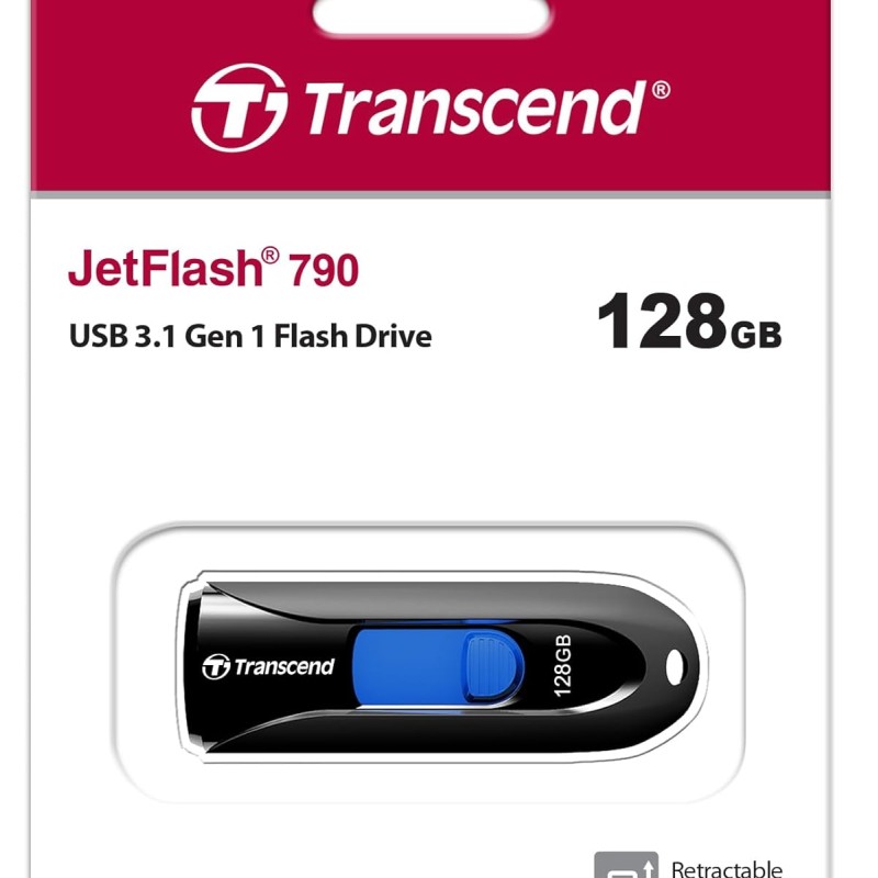 Transcend 128GB JetFlash 790 Super Speed USB 3.0 Pen Drive, Black