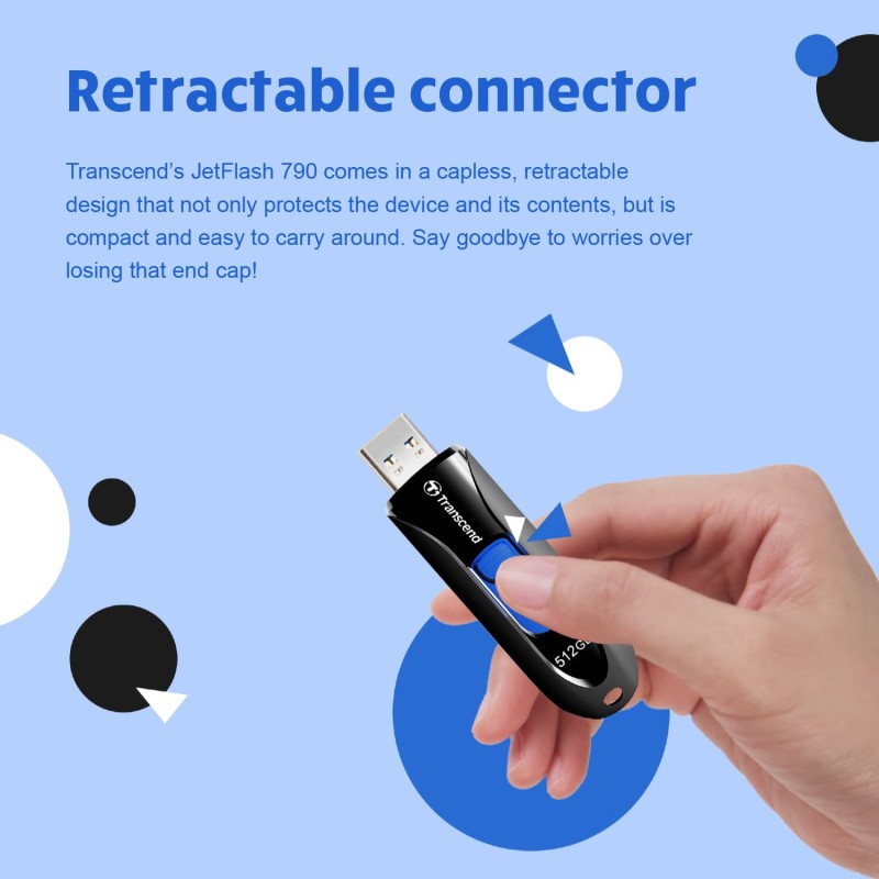 Transcend 128GB JetFlash 790 Super Speed USB 3.0 Pen Drive, Black