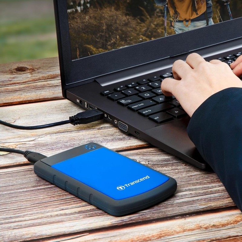 Transcend 4TB External HDD - One Touch auto Backup | RecoveRx Software | USB 3.1 Gen 2 for Windows and Mac | Portable Hard Drive Navy Blue TS4TSJ25H3B