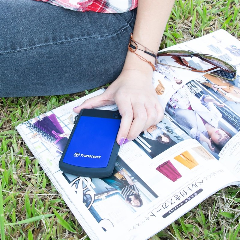 Transcend 4TB External HDD - One Touch auto Backup | RecoveRx Software | USB 3.1 Gen 2 for Windows and Mac | Portable Hard Drive Navy Blue TS4TSJ25H3B