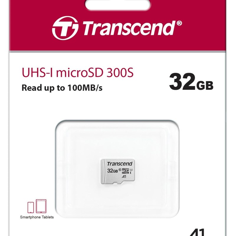 Transcend USD300S A1 32GB UHS-I U1 Class 10 Micro SD Memory Card up to 100/20 MB/s (TS32GUSD300S)