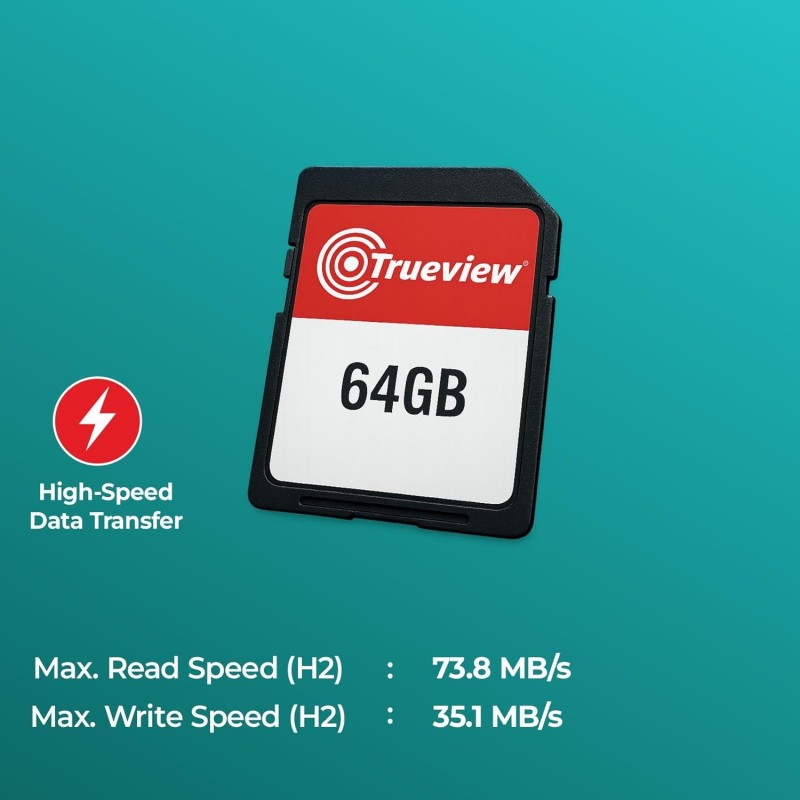 Trueview Memory Card Grade UHS-3 Class 10, Up to 70 Mbps Reading & 30 Mbps Writing Speed (64, GB)