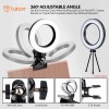 Tukzer 8-Inch LED USB Selfie Ring Light with Clamp Mount, 3 Light Modes & 10 Level Brightness, for Laptop/PC/Monitor/Desk/Bed/Office/Video Conferencing/Live Streaming/Makeup/Webcam/Classes
