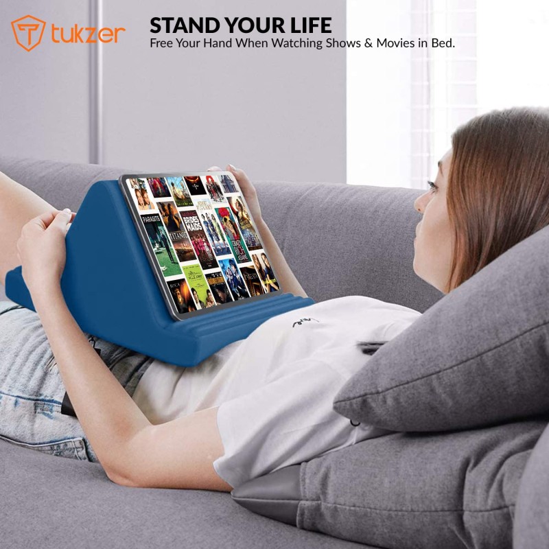 Tukzer Tablet Pillow Stand Mobile Holder| Soft Cushion Lap Pad, Lazy Multimedia Dock for Bed Sofa Desk.