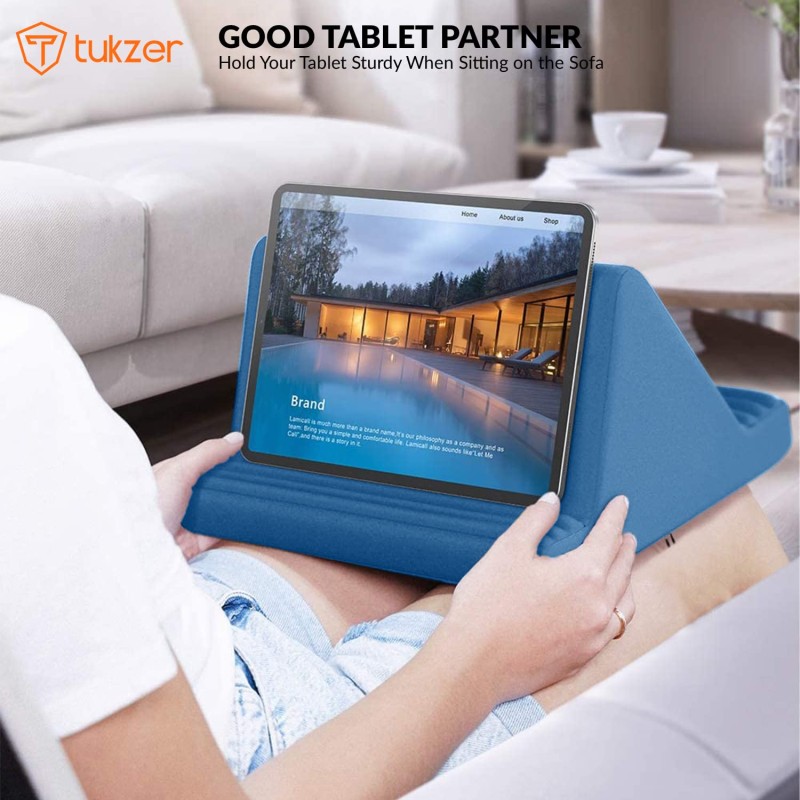 Tukzer Tablet Pillow Stand Mobile Holder| Soft Cushion Lap Pad, Lazy Multimedia Dock for Bed Sofa Desk.