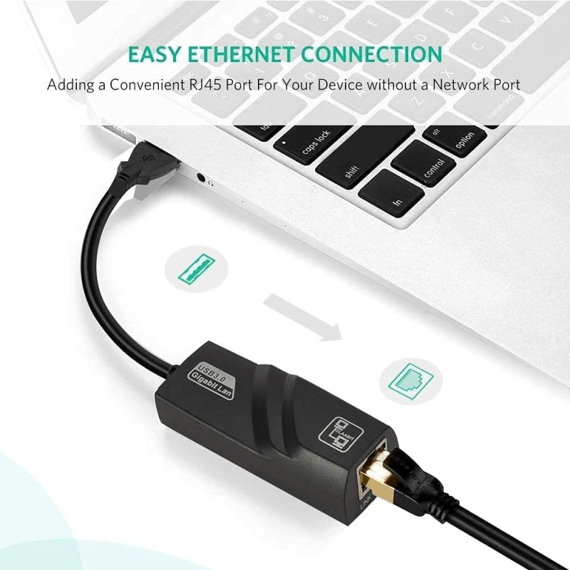 USB 3.0 to Ethernet Adapter, Driver Free 10/100/1000 Mbps Network RJ45 LAN Wired Gigabit Ethernet Adapter