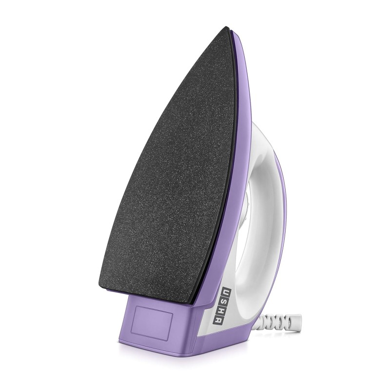 USHA Armor 1100 watts Dry Iron with Shock Proof Plastic Body | Single Coat Black Non Stick Soleplate for Longer Durability|(Purple & White)