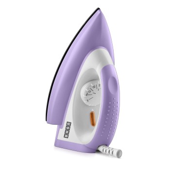 USHA Armor 1100 watts Dry Iron with Shock Proof Plastic Body | Single Coat Black Non Stick Soleplate for Longer Durability|(Purple & White)
