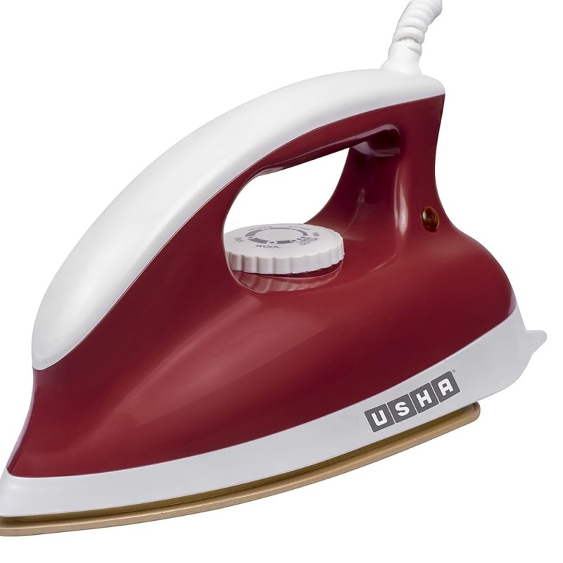 USHA Goliath 1200Watt Dry Iron with 1.8m Long Swivel Cord | Double Coat Golden Non Stick Soleplate for Longer Durability