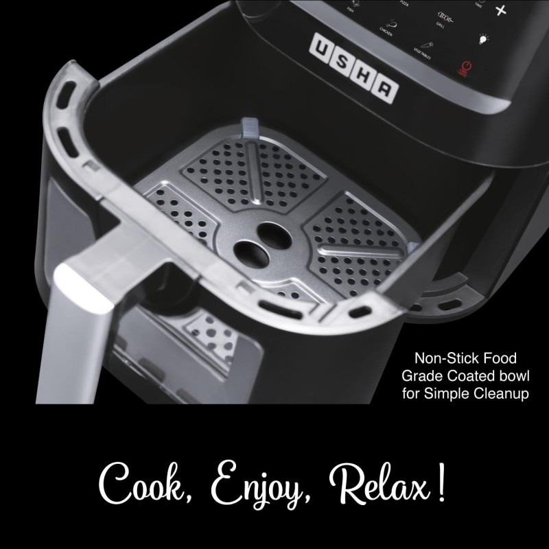 USHA Ichef Smart Air Fryer 4.5L,10 In 1 Functions10 Preset Menu|Digital Display&Touch Panel