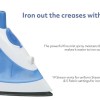 USHA Steam Pro SI 3713, 1300 W Steam Iron, Powerful Steam Output Up to 18 G/Min, Non-Stick Soleplate (White & Blue)