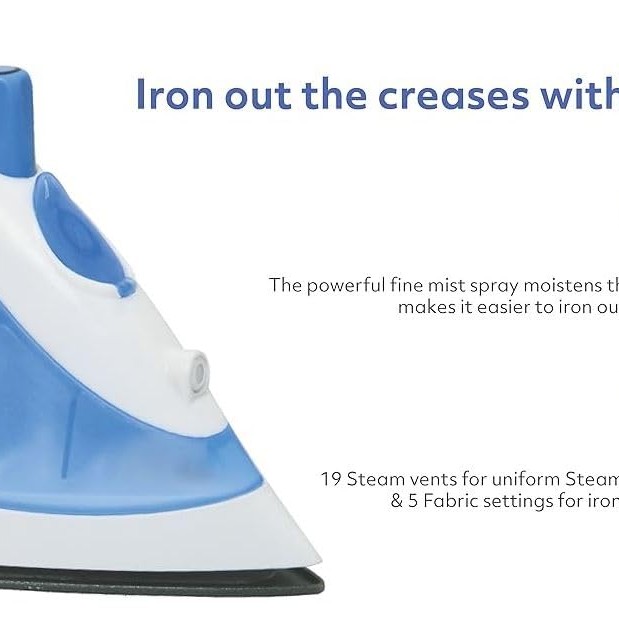 USHA Steam Pro SI 3713, 1300 W Steam Iron, Powerful Steam Output Up to 18 G/Min, Non-Stick Soleplate (White & Blue)