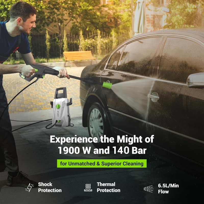 Dylect® Ultra Flow Plus High Pressure Car Washer, 1900W Motor, 140 Bar Pressure, 6.5L/Min Flow Rate