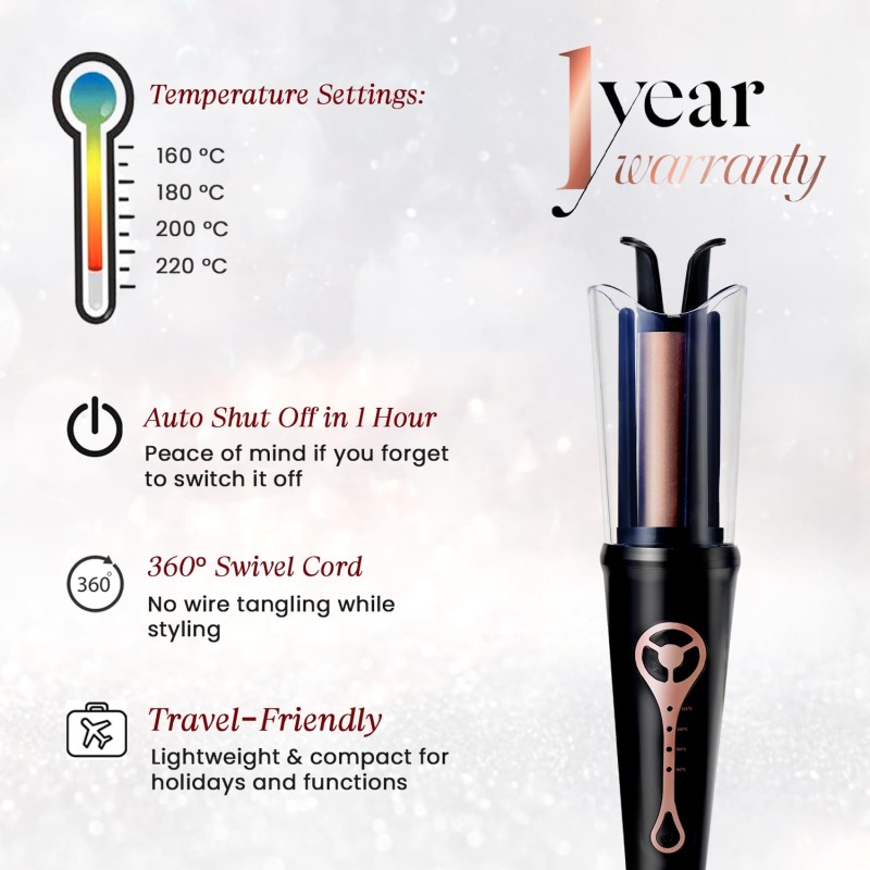 Urban yog MakeMeeBold Automatic Hair Curler| Easy Two-Way Curling Iron with 4 Temperature Settings