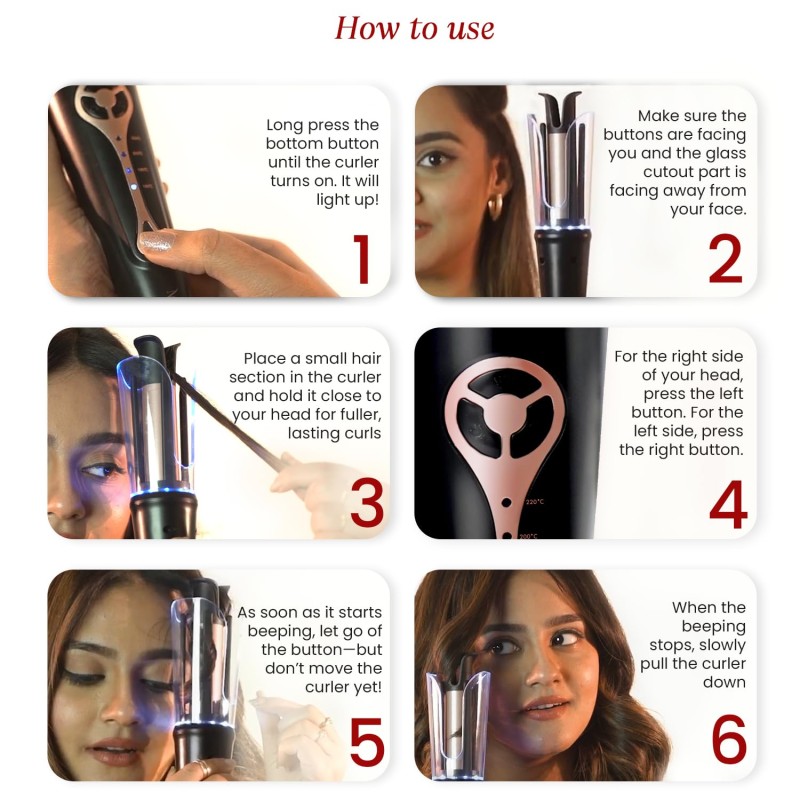 Urban yog MakeMeeBold Automatic Hair Curler| Easy Two-Way Curling Iron with 4 Temperature Settings