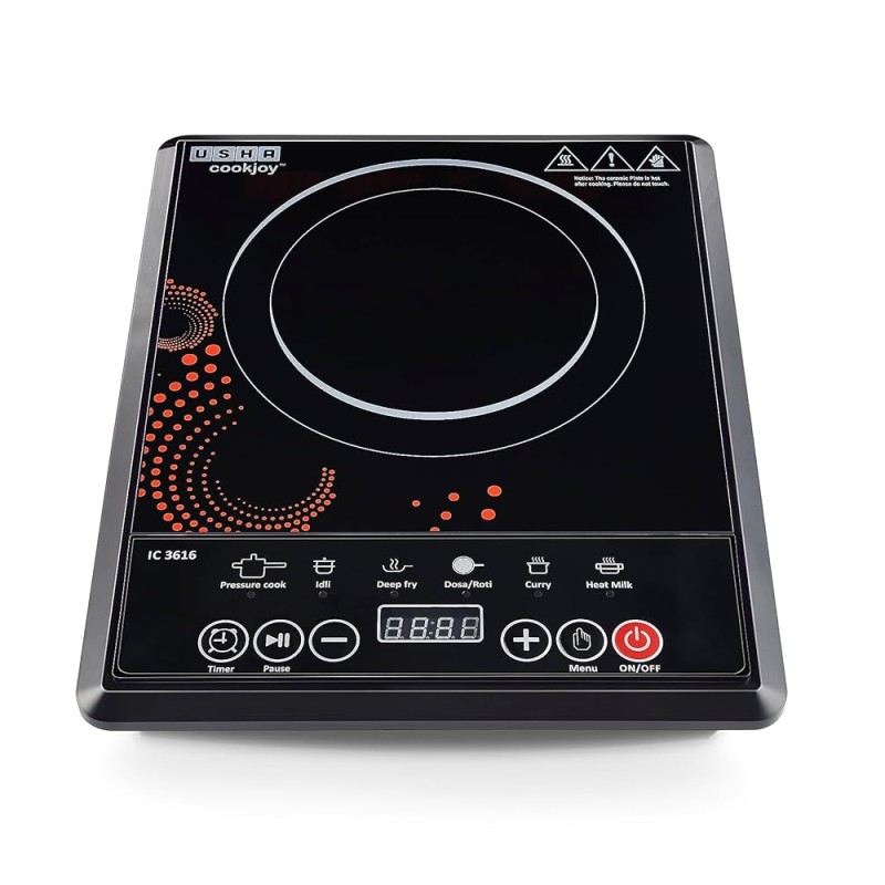Usha Cook Joy (3616) 1600-Watt Induction Cooktop (Black), Sealed, 1 Burner IC3616D