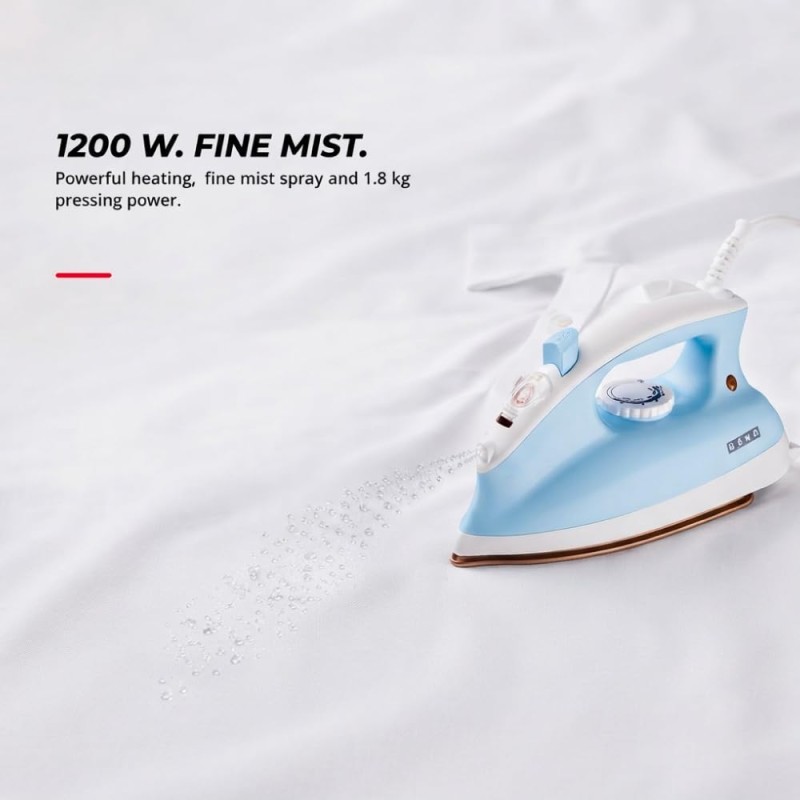 Usha Goliath Spray Tech 1200Watt Dry Iron with Water Spray Feature | Double Coated Golden Non Stick Soleplate for Longer Durability (Blue & White)