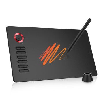 VEIKK A15PRO Graphic Drawing Pen Tablet 10 * 6 inch with 12 Hotkeys and a Quick Dial Support Windows, Mac, Linux, Tilt Pressure (8192 Level Pressure Battery -Free Stylus) (Yellow)