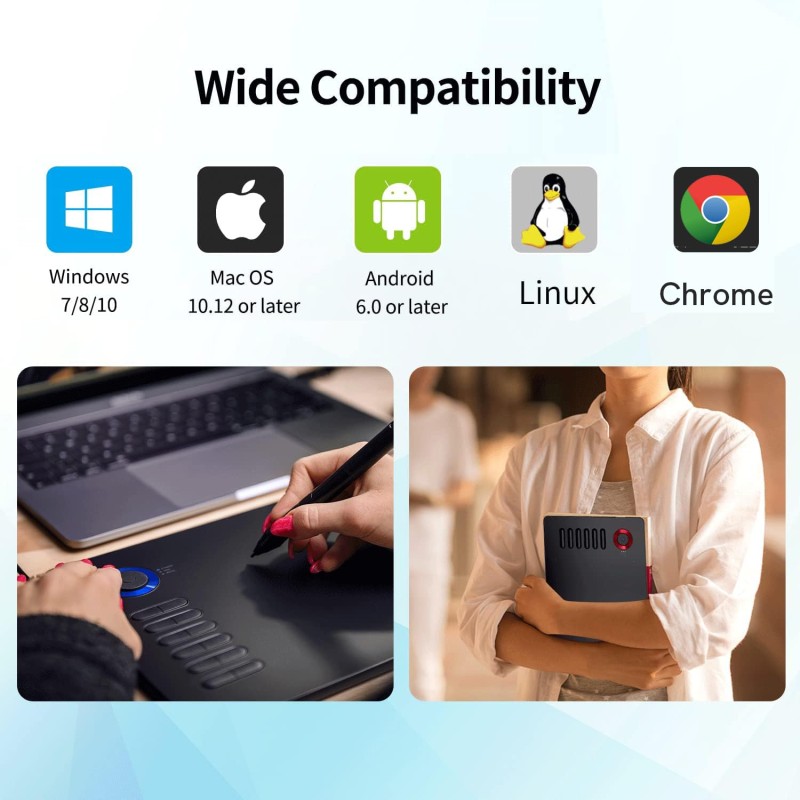 VEIKK A15PRO Graphic Drawing Pen Tablet 10 * 6 inch with 12 Hotkeys and a Quick Dial Support Windows, Mac, Linux, Tilt Pressure (8192 Level Pressure Battery -Free Stylus) (Yellow)