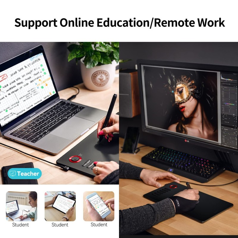 VEIKK A15PRO Graphic Drawing Pen Tablet 10 * 6 inch with 12 Hotkeys and a Quick Dial Support Windows, Mac, Linux, Tilt Pressure (8192 Level Pressure Battery -Free Stylus) (Yellow)