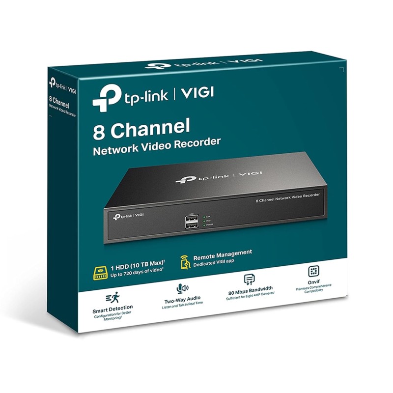 VIGI NVR1008H VIGI 8 Channel Network Video Recorder | H.265+ | 80 Mbps Video Access Bandwidth | Two-Way Audio | Remote Monitoring | ONVIF