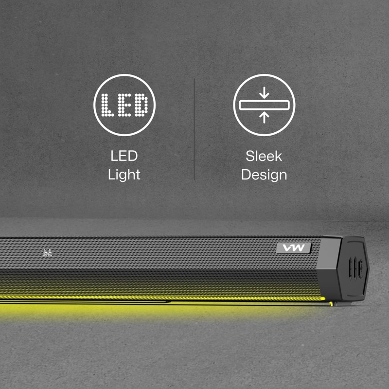 VW Hunter Bar | 160W Soundbar | 2.1 Channel Home Theatre | Deep Bass from 6.5” Subwoofer | Multiple Connectivity (Black)