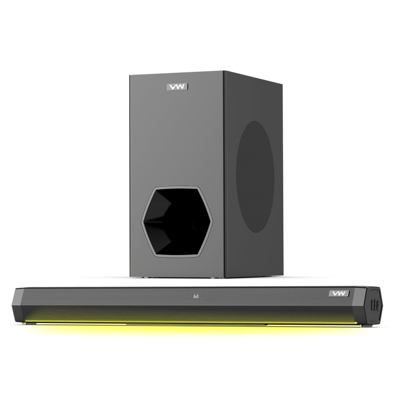 VW Hunter Bar | 160W Soundbar | 2.1 Channel Home Theatre | Deep Bass from 6.5” Subwoofer | Multiple Connectivity (Black)