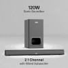 VW Sonic Bar | 120W Soundbar | 2.1 Channel Home Theatre | 5.25” Wired Subwoofer | Multiple Connectivity & Sleek Design (Black)