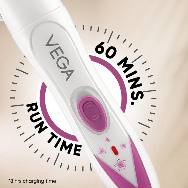 Vega Feather Touch 4-In-1 Trimmer Face & Body Hair Trimmer | 60 Min Runtime | Ladies Eyebrow & Bikini Hair Removal Trimmer | Rechargeable Cordless Hair Removal Machine for Women, (VHBT-03)